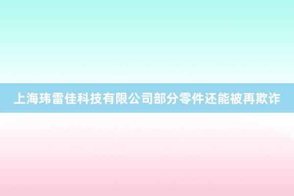 上海玮雷佳科技有限公司部分零件还能被再欺诈