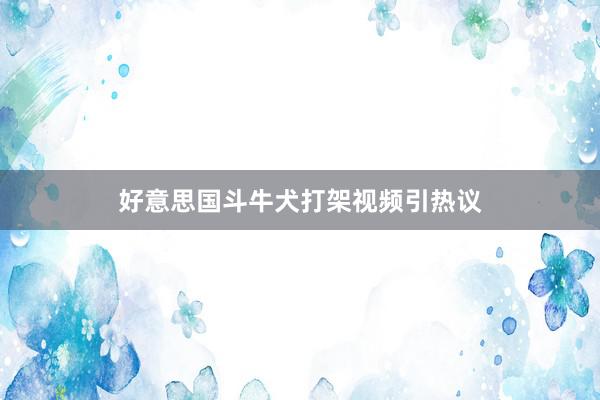 好意思国斗牛犬打架视频引热议
